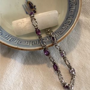 Amethyst Line Bracelet in Stainless Steel, 7.25in, 3.10ctw